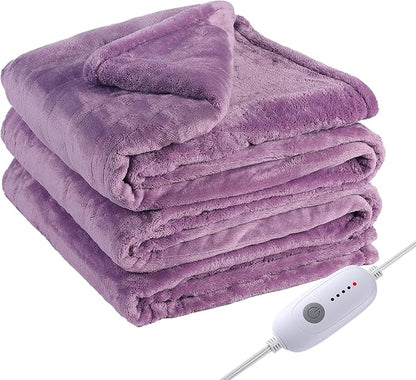 Electric Heated Blanket Full Size 72"x84", Fast Heating Blanket, Soft Cozy for Bed, 10 Hours Auto Off & 5 Heating Levels, Heater Blankets, Machine Washable, Warm Gifts for Grandma -Light Purple