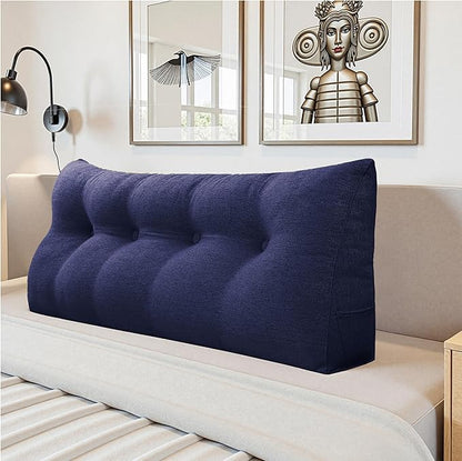 Headboard Wedge Pillow - Triangular Headboard Pillow Bed Rest Wedge Pillow for Sitting in Bed - Backrest Positioning Support Reading Pillow Daybed Pillows with Removable Cover