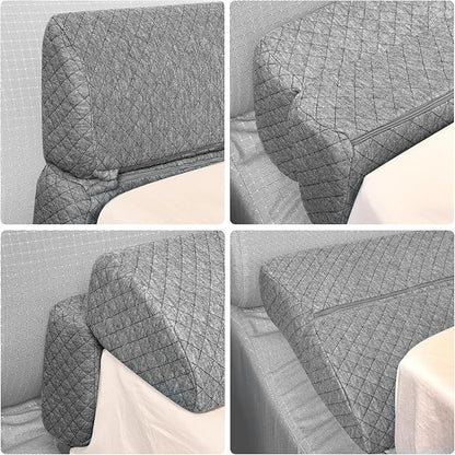 4 Modes Pillow Wedge for Headboard Gap, Foldable Bed Wedge Pillow, Bed Gap Filler King Size Fill The Gap (0-7"), Mattress Gap Filler Long Pillow Between Headboard and Mattress