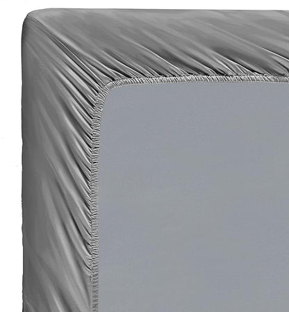 100% Supima Cotton Sheets 600 Thread Count,Bed Sheet Set King Size Sheets 4 Pieces,Soft & Silk Sateen Weave, Fits Mattress Up to 18'',Deep Pocket, Breathable & Fade Resistant(Grey,King)