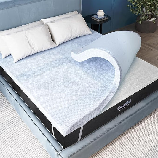 COOL GEL Memory Foam Mattress Topper, Cool Gel Infused Memory Foam, Plush and Supportive, CertiPUR Certified (3-inch + Cool Gel Cover, Full)