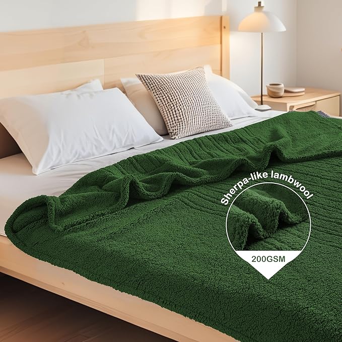 Electric Heated Blanket Full Size 72"×84" with 6 Heating Levels & 1-10Hs Auto Off, Heating Blanket Double Sided Plush Sherpa, Fast Heating, Machine Washable for Christmas Gift - Green