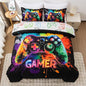 NTBED Game Console Comforter Set for Boys Girls Kids Tie Dye GamingLightweight Microfiber Gamer Bedding Sets (Multi, Queen 5Pcs)