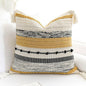 BlissBlush Yellow Mustard Decorative Throw Pillow Cover 18x18 Square Boho Accent Pillowcase Tassels Farmhouse Cushion for Couch Sofa Bedroom Living Room Home Décor Cover ONLY