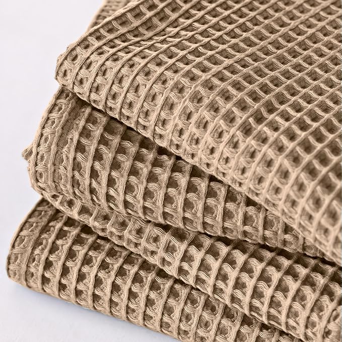 Premium Waffle Blanket California King Size Brown - 100% Turkish Cotton, Light and Airy Waffle Weave All-Season Quilt - Luxury Decorative Bedspread (Brown, Cal King 95" x 126" Inch)
