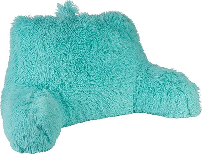 Klear Vu Shaggy Reading Pillow Back Rest Body Pillow for Adults and Kids, Lumbar and Arm Support on Bed, Chair, Couch, Sofa and Floor, 30" x 21", One Size, Aqua Sky