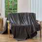 CHUFFED Cotton Waffle Blanket King Size - Plush Milk Velvet & Reversible Waffle Weave,Anti-Static 500Gsm Design，Thick Cozy Soft Winter Blanket for Bed, Couch, Sofa - Dark Grey, 104x90 Inches