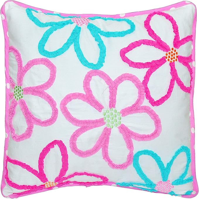 Cozy Line Home Fashions Pink Mariah Floral Polka Dot Reversible Quilt Bedding Set, Coverlet, Bedspreads for Girls (Twin - 3 Piece, 1 Quilt + 1 Sham + 1 Decorative Pillow)