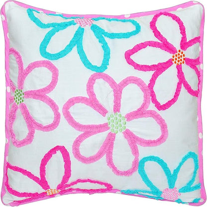 Cozy Line Home Fashions Pink Mariah Floral Polka Dot Reversible Quilt Bedding Set, Coverlet, Bedspreads for Girls (Twin - 3 Piece, 1 Quilt + 1 Sham + 1 Decorative Pillow)