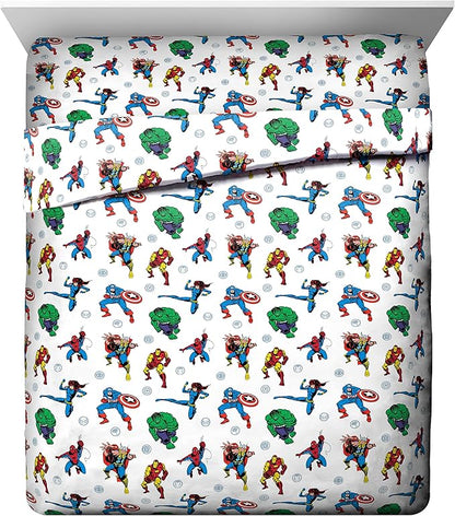 Jay Franco Marvel Avengers Fighting Team 5 Piece Queen Bed Set - Includes Reversible Comforter & Sheet Set Bedding - Super Soft Fade Resistant Microfiber (Official Marvel Product)