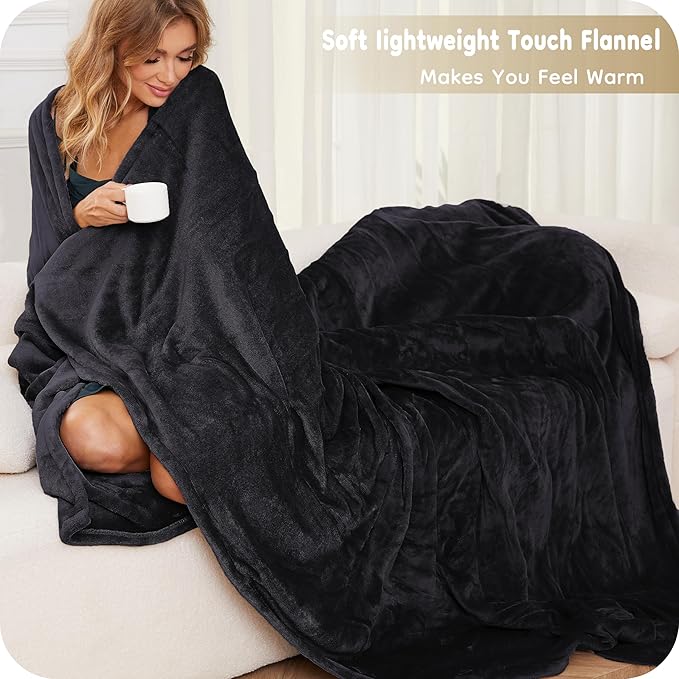 Electric Heated Blanket Full Size 72×84, Breathable & Luxurious Flannel, Soft Warm Gift with Over-Heat Protection, 4 Heating Levels & 10 H Auto Shut Off, Machine Washable, Dark Grey
