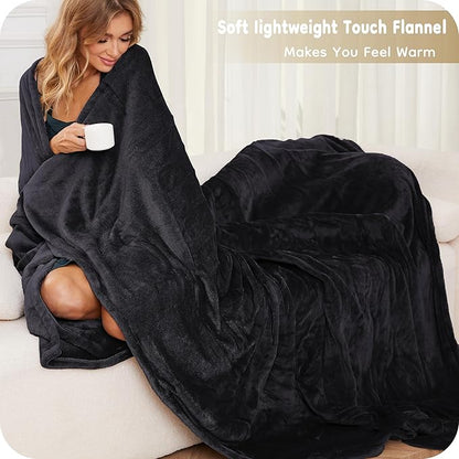 Electric Heated Blanket Full Size 72×84, Breathable & Luxurious Flannel, Soft Warm Gift with Over-Heat Protection, 4 Heating Levels & 10 H Auto Shut Off, Machine Washable, Dark Grey