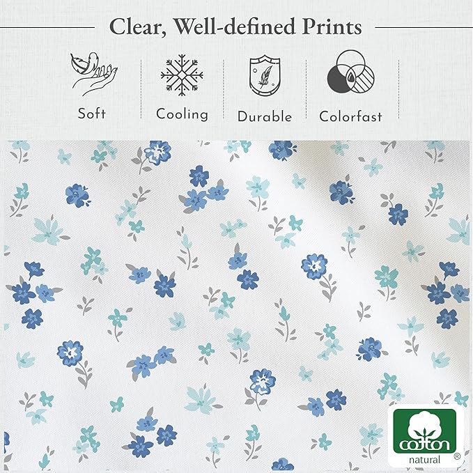 California Design Den Printed Twin XL Sheet Sets - 400 Thread Count Sateen, Natural 100% Cotton Sheets, Deep Pockets, and Durable Bedding Set - Blooming Meadows