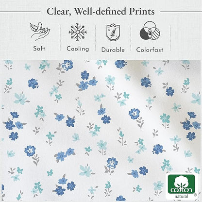 California Design Den Printed Twin XL Sheet Sets - 400 Thread Count Sateen, Natural 100% Cotton Sheets, Deep Pockets, and Durable Bedding Set - Blooming Meadows