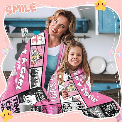 Just A Girl Who Love Cat Blanket for Girls, Cat Lover Gifts for Girls Women, Cats Gifts for Birthday Christmas, Cute Soft Warm Blanket 60" X 50" for Sleep Nap