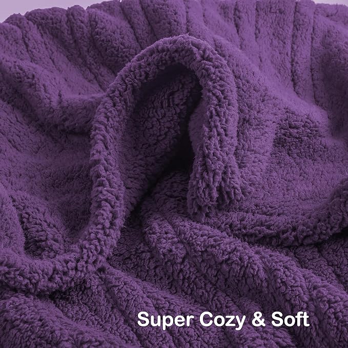 Electric Heated Blanket Full Size 72"×84" with 6 Heating Levels & 1-10Hs Auto Off, Heating Blanket Double Sided Plush Sherpa, Fast Heating, Machine Washable for Christmas Gift - Dark Purple