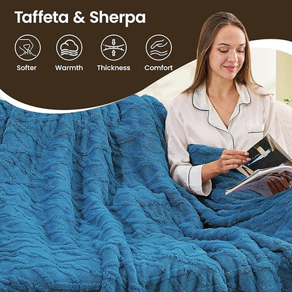 Heated Blanket Electric Blanket, 62"×84" Heating Blanket, 5 Heating Level, 1-12 Hour Auto Off, Intelligent Overheat Protection (Navy Blue)