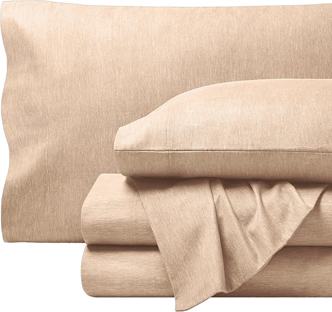 Bare Home Flannel Sheet Set Prints, 100% Cotton, Velvety Soft Heavyweight - Double Brushed Flannel for Extra Softness & Comfort - Deep Pocket - Bed Sheets (Twin XL, Heathered Oatmeal)