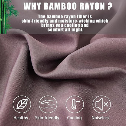 Pillow Cases King Size 2 Pack, Bamboo Rayon Cooling Pillowcases with Envelope Closure, Cool Breathable Pillow Case for Hot Sleepers & Night Sweats, 20x40 inches,Greish Purple