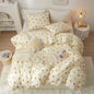 AOJIM Pure Cotton Kids Duvet Cover with Small Strawberries, Soft Bedding Comforter Cover Set 3pcs, 1 Cute Reversible Girls Quilt Cover Twin Size and 2 Pillowcases for Room Deocr, Machine Washable