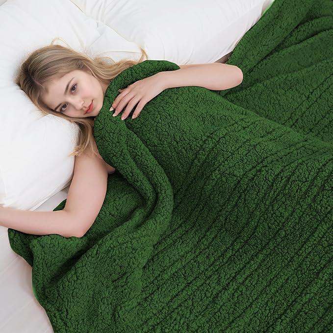 Electric Heated Blanket Full Size 72"×84" with 6 Heating Levels & 1-10Hs Auto Off, Heating Blanket Double Sided Plush Sherpa, Fast Heating, Machine Washable for Christmas Gift - Green