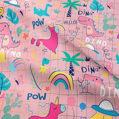 Peopleareok Cartoon Dinosaur Comforter Set Twin (68x86 Inch) for Girls, 2 Pieces Dinosaur Bedding Set for Girls Teens, Super Soft Lightweight for All Seasons, 1 Quilt 1 Pillow Cases