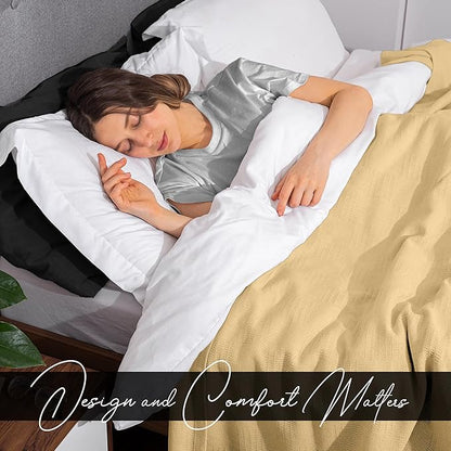 Avalon Bedding 100% Cotton Blanket Twin Size Thermal Blanket (72"x90") - Perfect Cotton Blankets Twin Size for Layering Bed in Any Season - Cotton Blankets for Bed (Beige)