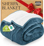 Utopia Bedding Sherpa Blanket Twin Size (Stone Blue, 90x66 Inches) - Soft Lightweight Plush Fleece Reversible Blanket for Bed, Sofa, Couch, Camping and Travel