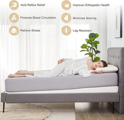 King Inclined Wedge Mattress Topper, 5-Inch, Washable, Non-Slip Bottom, Promotes Better Sleep, Reduces Snoring, GERD Relief