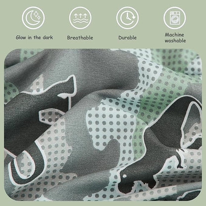 Twin Comforter Set for Boys-3 Pieces Glow in The Dark Dinosaur Twin XL Bedding Set with 1 Comforter, 1 Decor Pillow, 1 Pillow Sham