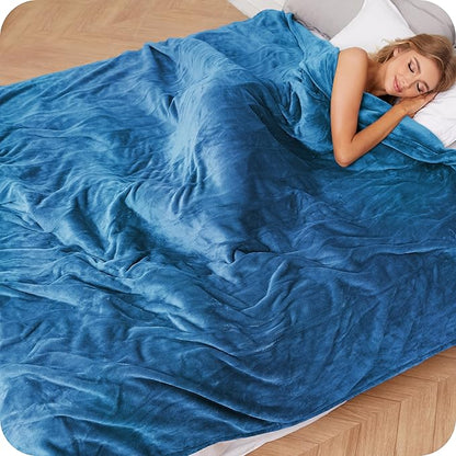 Electric Heated Blanket King Size 90×100, Comfortable & Luxurious Flannel, 4 Heating Levels & 10 H Auto Shut Off, Lake Blue