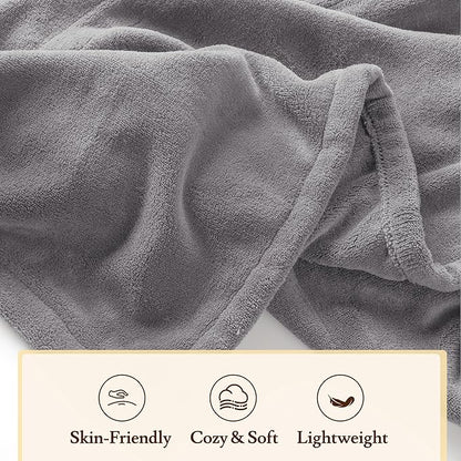 Electric Heated Blanket 50"x60" Throw Size - 4 Heat Settings, 3H Auto Shut Off, Ultra-Soft Coral Fleece Heated Blanket with Overheat Protection, Fast Heating, Cozy and Comfortable, Light Gery