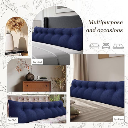 Headboard Wedge Pillow - Triangular Headboard Pillow Bed Rest Wedge Pillow for Sitting in Bed - Backrest Positioning Support Reading Pillow Daybed Pillows with Removable Cover