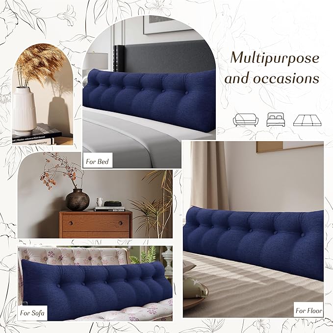 Headboard Wedge Pillow - Triangular Headboard Pillow Bed Rest Wedge Pillow for Sitting in Bed - Backrest Positioning Support Reading Pillow Daybed Pillows with Removable Cover
