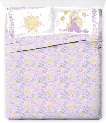Jay Franco Kids Comforter Set Includes Sheets and Pillow Covers - Soft and Cozy Bed Set for Stylish Room Decor, Purple - Disney Princess Rapunzel, 7 Piece Queen Size Bedding