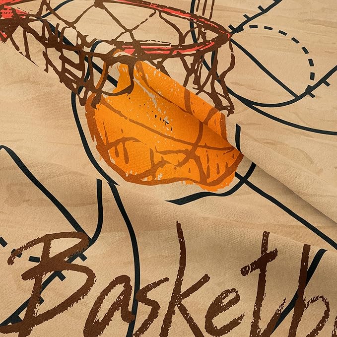 Peopleareok Basketball Comforter Set Twin (68x86 Inch), 3D Printed Basketball Theme Comforter, 2 Pieces Soft Microfiber Bedding Set for Boys Kids with 1 Pillowcase