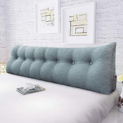 Wedge Headboard Pillow Dorm Room Reading Pillow Back Support for Sitting Up in Bed Bolster Lumbar Cushion Body Positioning Bedrest Gift for Mom Cotton Linen 76in Gray King