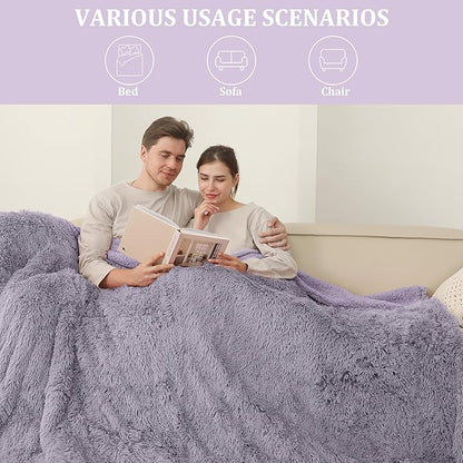 Heated Blanket Throw Electric Throw Blanket, 5 Heating Levels & 4 Hours Auto Off, Super Cozy Luxury Faux Fur & Extra Thick Sherpa Heating Blanket, Machine Washable for Home Office, 50" x 60", Purple