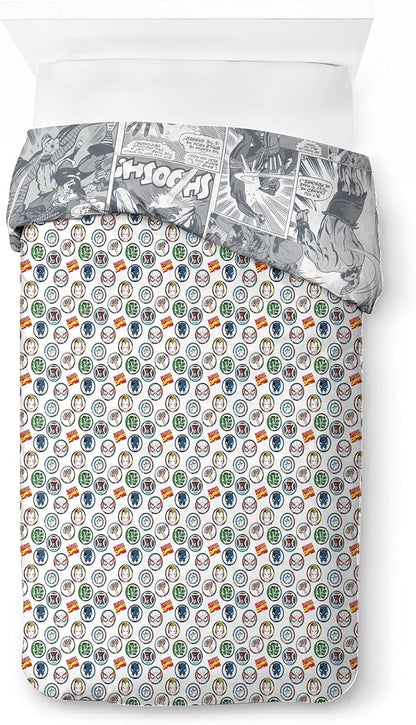 Jay Franco Kids Duvet Cover Set – 2 Piece Super Soft Bedding with Sham Pillowcase, Cover ONLY Comforter Not Included, Grey - Marvel Comics, Twin