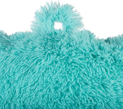 Klear Vu Shaggy Reading Pillow Back Rest Body Pillow for Adults and Kids, Lumbar and Arm Support on Bed, Chair, Couch, Sofa and Floor, 30" x 21", One Size, Aqua Sky