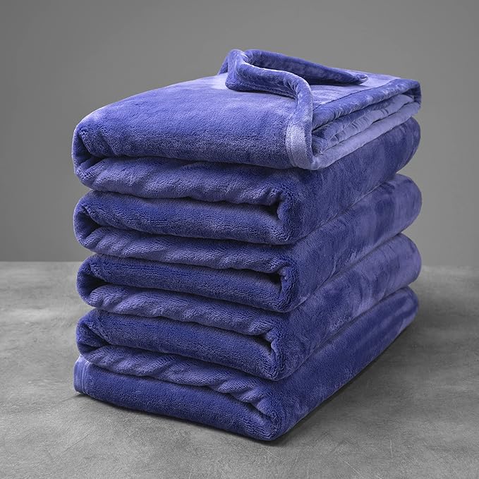Mellowdy Extra Thick Hearty Plush Flannel Blanket (Violet Purple, 108x90) - 500GSM King Size Warm Blanket for Winter, Fall | Soft, Fluffy, Cuddly, Perfect for Bed, Oversized Throw for Couch, Sofa