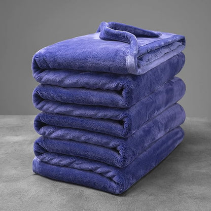 Mellowdy Extra Thick Hearty Plush Flannel Blanket (Violet Purple, 108x90) - 500GSM King Size Warm Blanket for Winter, Fall | Soft, Fluffy, Cuddly, Perfect for Bed, Oversized Throw for Couch, Sofa