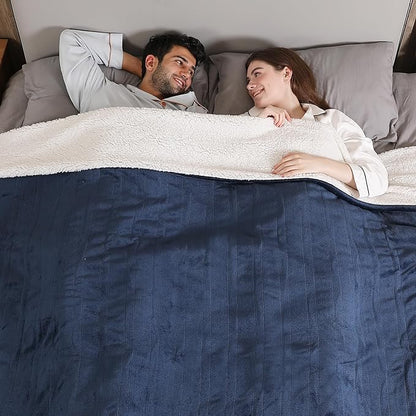 ESTINGO Heated Blanket Queen Size, Soft Queen Heated Electric Blanket, Machine Washable Plush Heated Blanket with Dual Control 5 Heating Levels & 10 Hours Auto Off, 84" x 90", Navy Blue