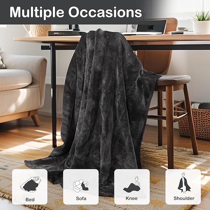 Electric Heated Blanket Full Size 72"x84", 4 Heating Levels & 10 Hours Auto Off, Cozy for Bed, Sofa & Office, Large Oversized, Single Control Heating Heater Blankets, Machine Washable, Dark Gray