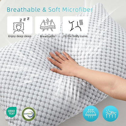 SAPHREAS Cooling Bed Pillows Standard for Sleeping, Luxury Hotel Shredded Memory Foam Pillows for Side Back Stomach Sleepers, Cool Firm Pillow for Neck Support