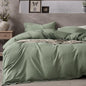 JELLYMONI Cotton Duvet Cover Twin Size - Sage Green Comforter Cover with Button 100% Washed Cotton 2PCS Breathable Soft Solid Bedding Set Duvet Cover 68×90in & 1 Pillowcases (NO Comforter)