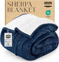 Utopia Bedding Sherpa Blanket King Size (Navy, 90x102 Inches) - Soft Lightweight Plush Fleece Reversible Blanket for Bed, Sofa, Couch, Camping and Travel