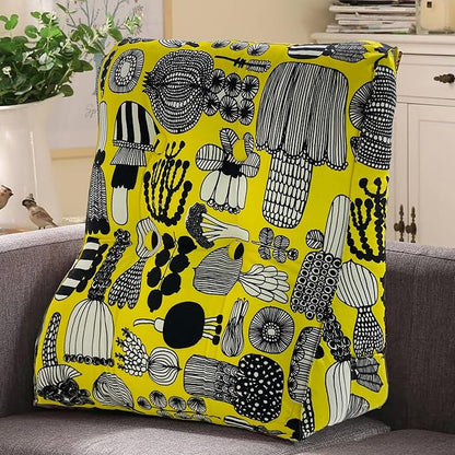 WOWMAX Curve Reading Pillow for Bed Adult, Heighten Back Pillow for Sitting in Bed, Back Support Pillow for Bed, Chair Pillow for Back Support, 100% Cotton Removable Cover, Yellow