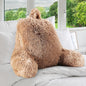 Cheer Collection Fluffy Reading Pillow Chair - Shaggy Hair Chair Pillow with Arms for Bed & Couch, Taupe