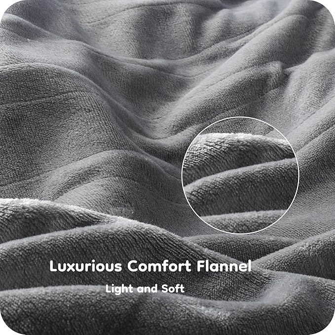 Electric Heated Blanket Full Size 72×84, Breathable & Luxurious Flannel,Soft Warm Gift with Over-Heat Protection,4 Heating Levels & 10 H Auto Shut Off, Machine Washable, Light Grey